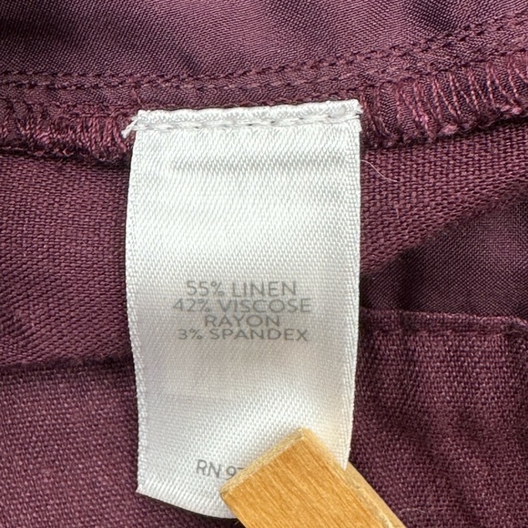 J. Jill linen stretch burgundy flat front crop pants L - Picture 10 of 12